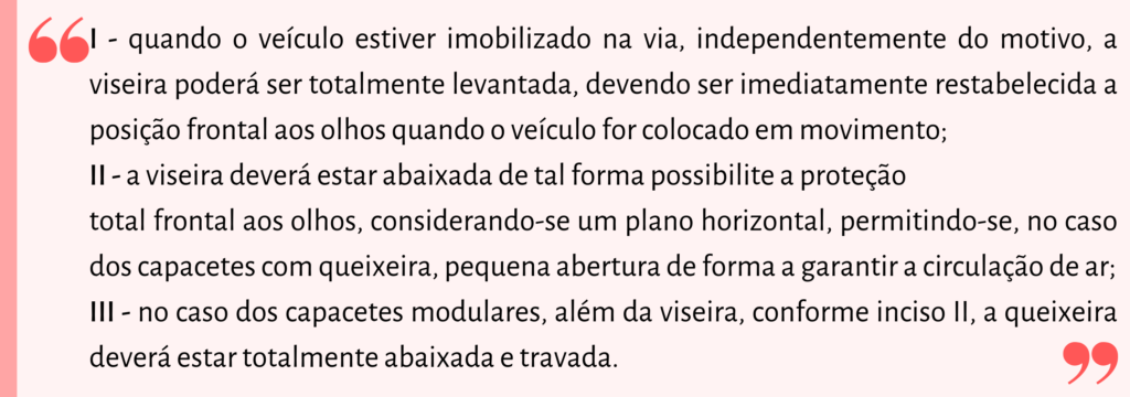 artigo de lei sobre viseira aberta